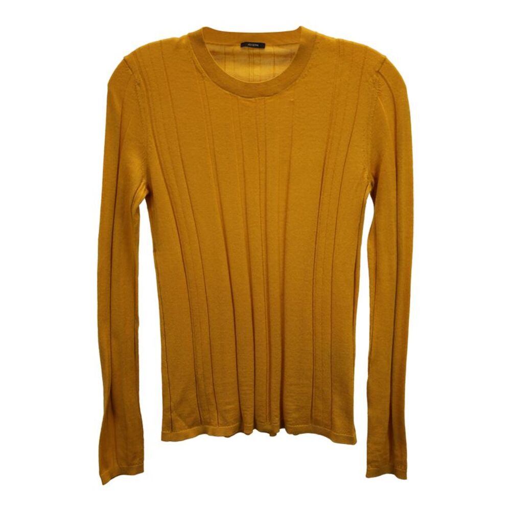Joseph Ribbed Long Sleeve Top in Yellow Wool